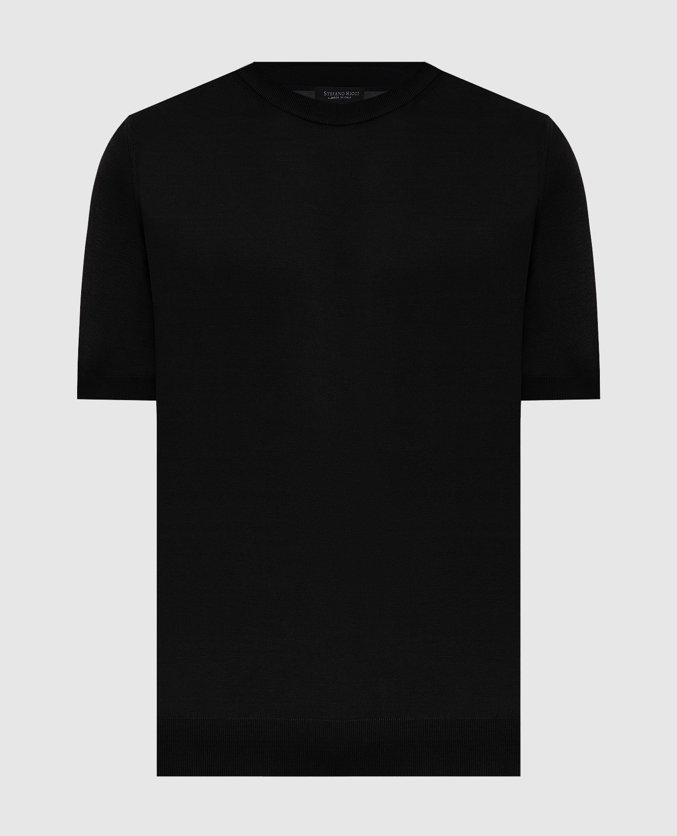 Черная шелковая футболка со вставкой из кожи крокодила
