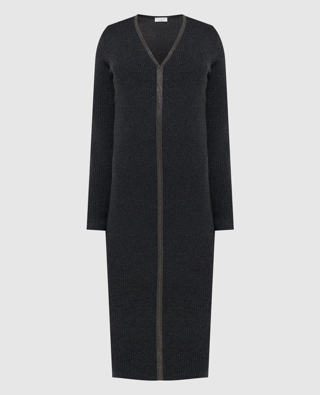 Charcoal cashmere dress with chains