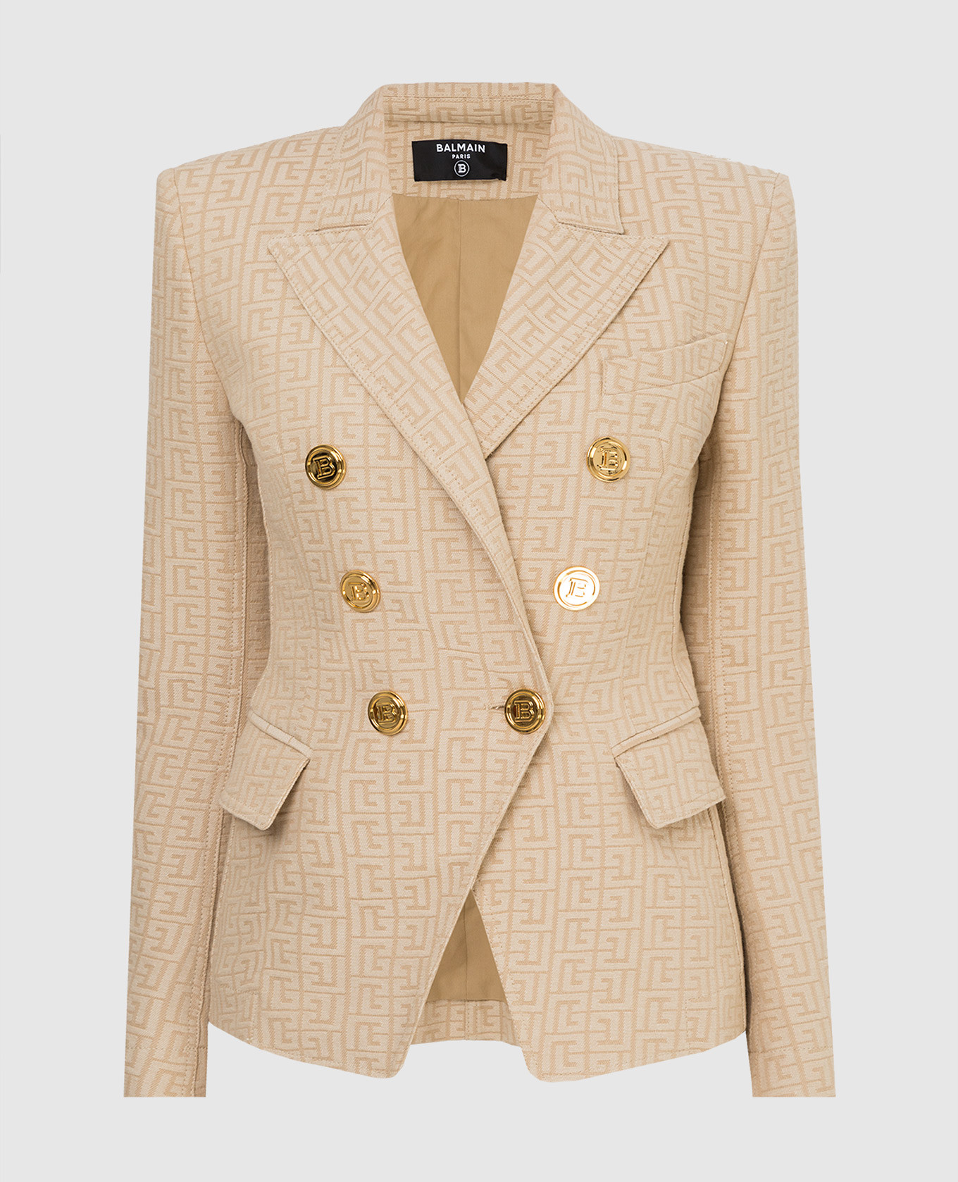 

Жаккардовый жакет в узор монограммы, Бежевый, Жакеты