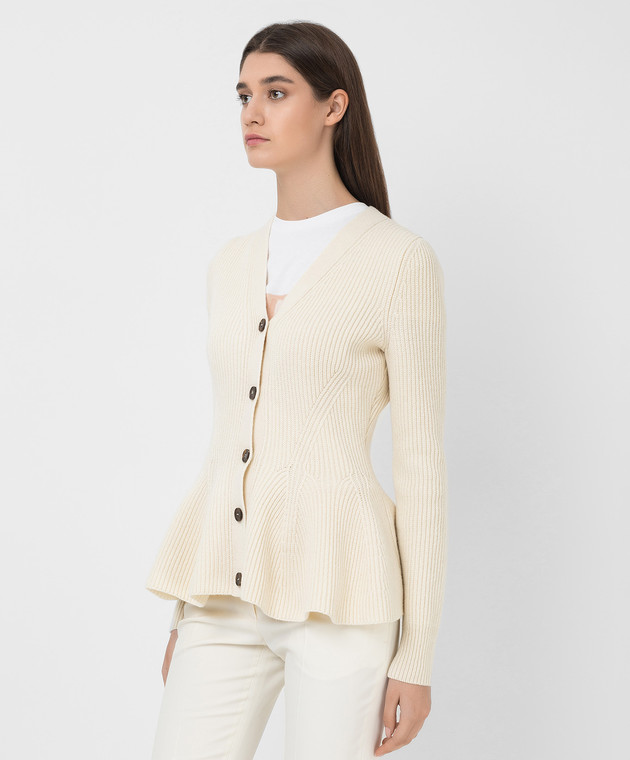 Alexander McQueen Кардиган из шерсти и кашемира с баской 679389Q1AWM изображение 3