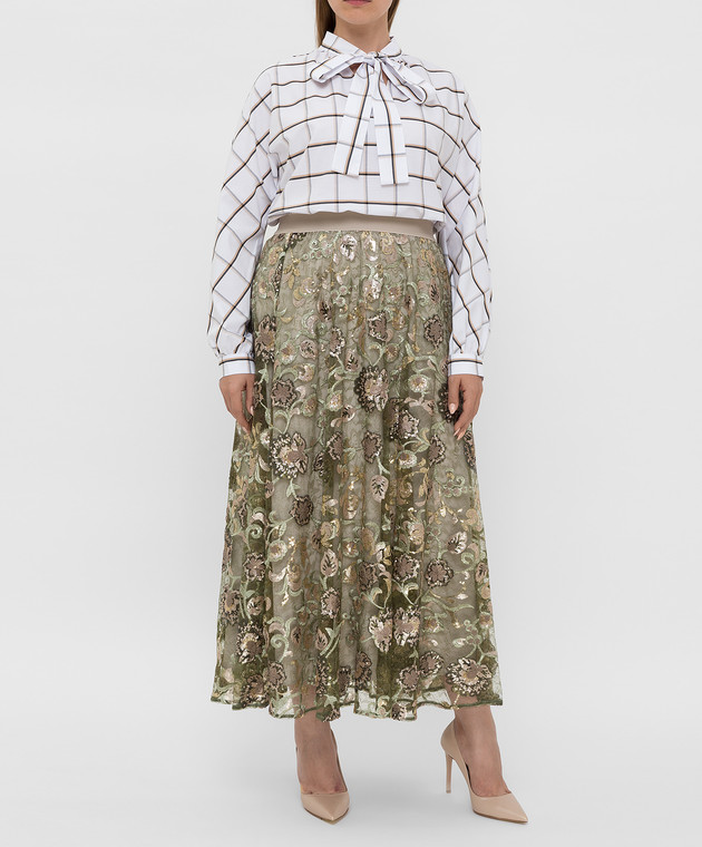 Marina Rinaldi Зеленая юбка с пайетками CARILLON изображение 2