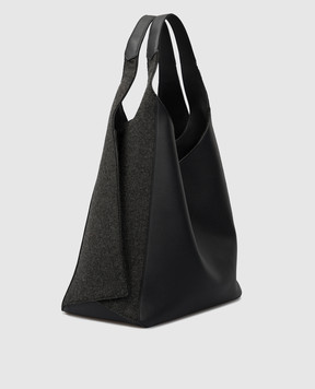 Loro Piana Сумка-тоут зі шкіри та кашеміру з логотипом FAL7123