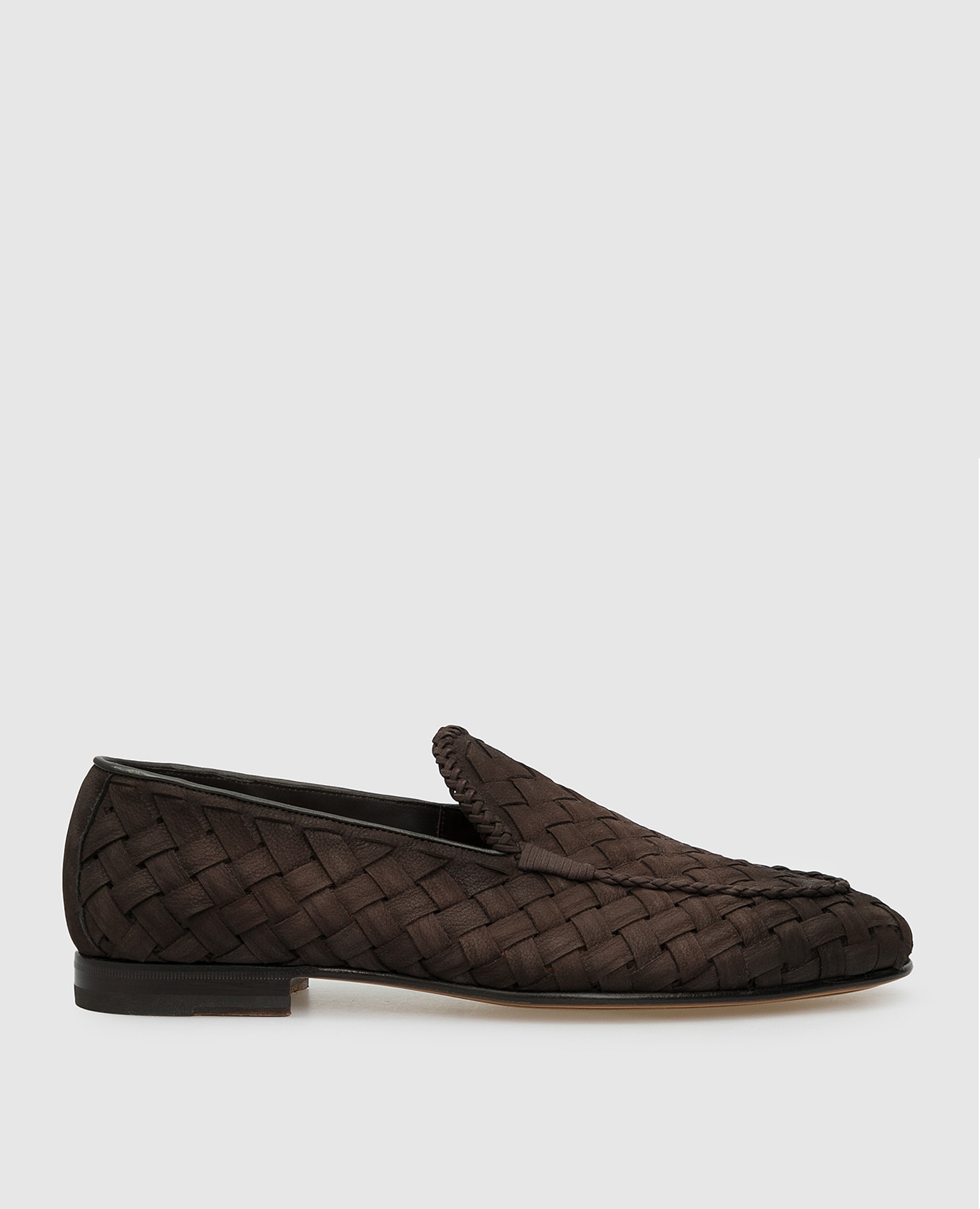 

Замшевые лоферы с плетением "intrecciato" Santoni, Тёмно-коричневый, Лоферы