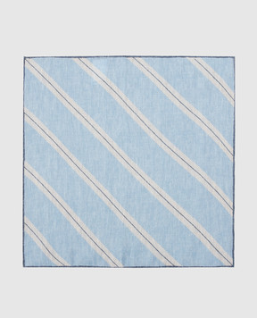Brunello Cucinelli Светло-синий шелковый платок-паше в узор MW8870091