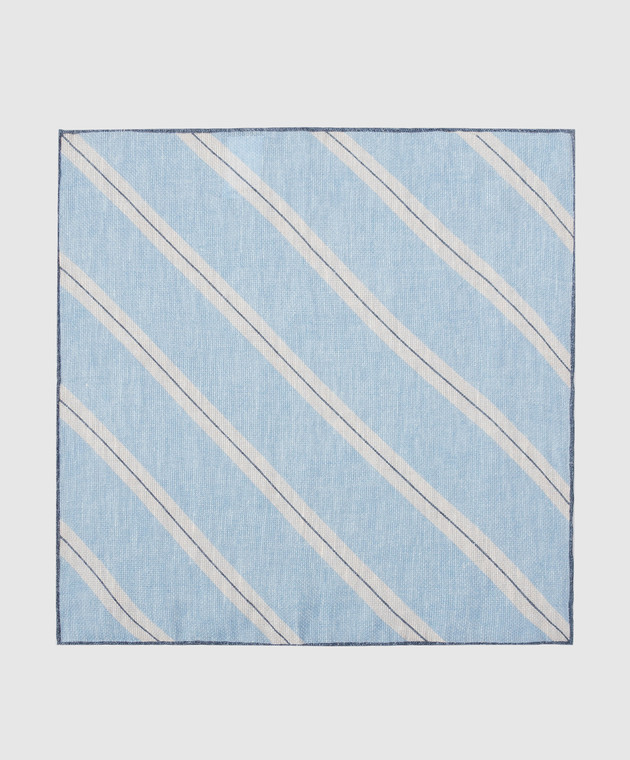 Brunello Cucinelli Светло-синий шелковый платок-паше в узор MW8870091