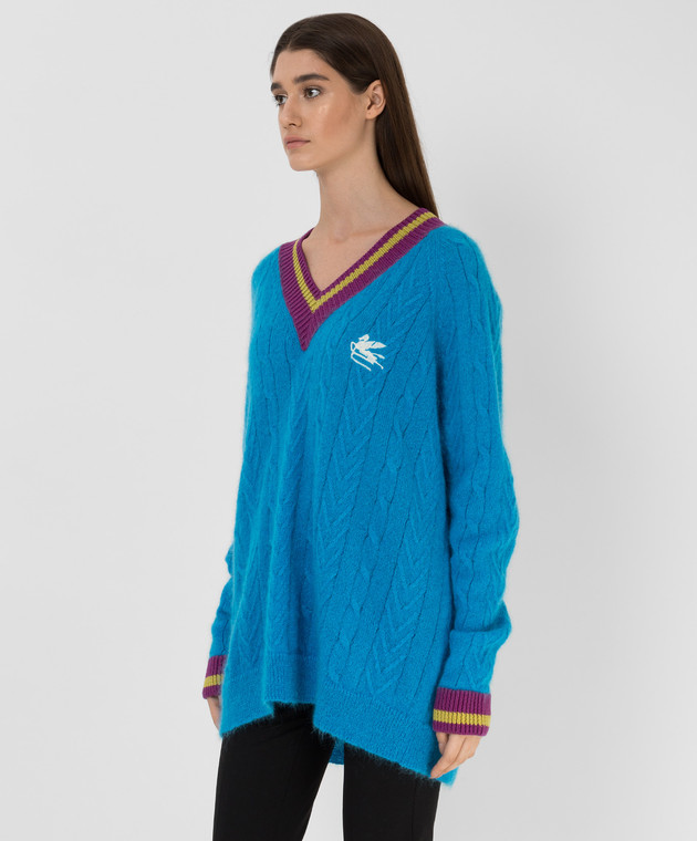 Etro Голубой пуловер с контрастными вставками D187369213 изображение 3