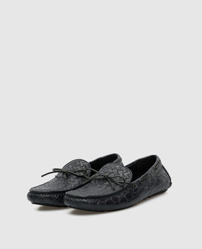 Bottega Veneta Темно-сині мокасини зі шкіри крокодила 325894