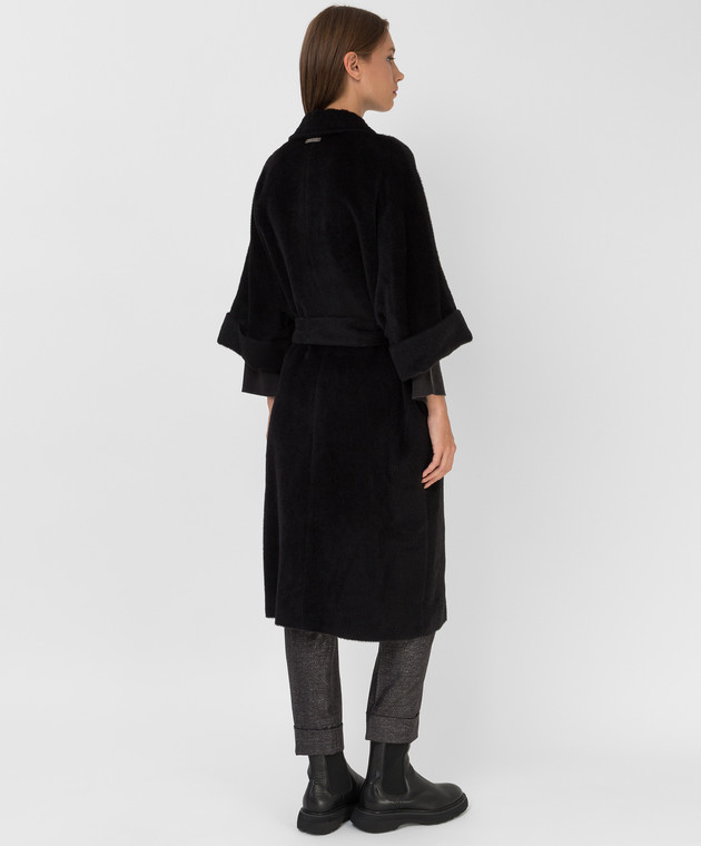 Peserico Черное пальто из альпаки и шерсти S20051A03195 изображение 4