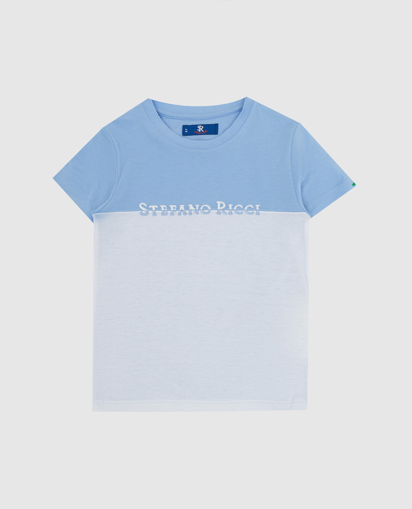 Детская голубая футболка с вышивкой логотипа