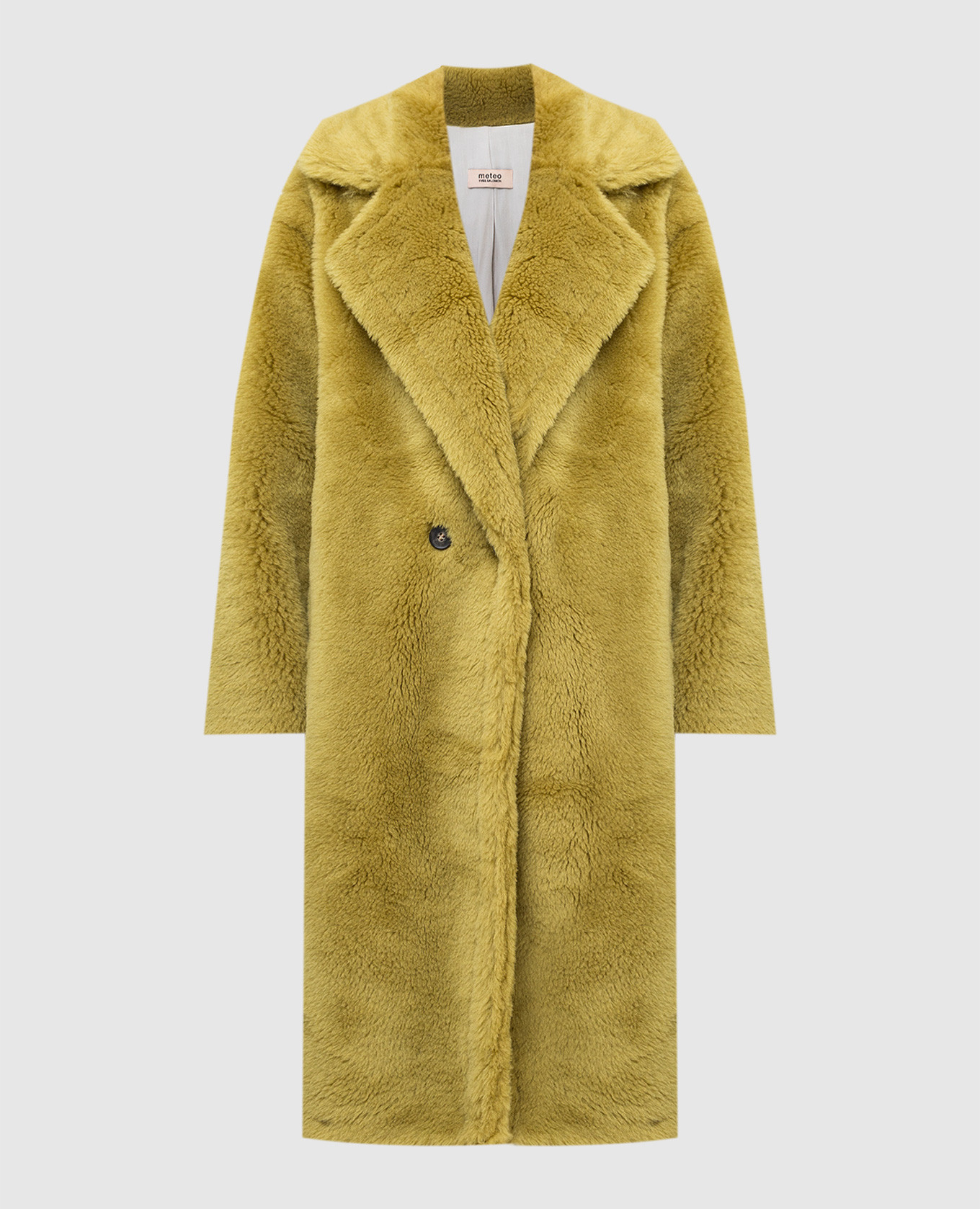 

Светло-зеленая двубортная шуба из шерсти, Зеленый, Шубы