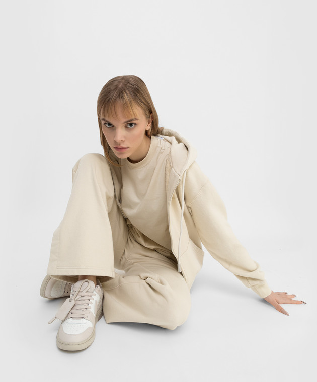 Off-White Светло-бежевая спортивная кофта с принтом Diag OWBE005C99JER001 изображение 2