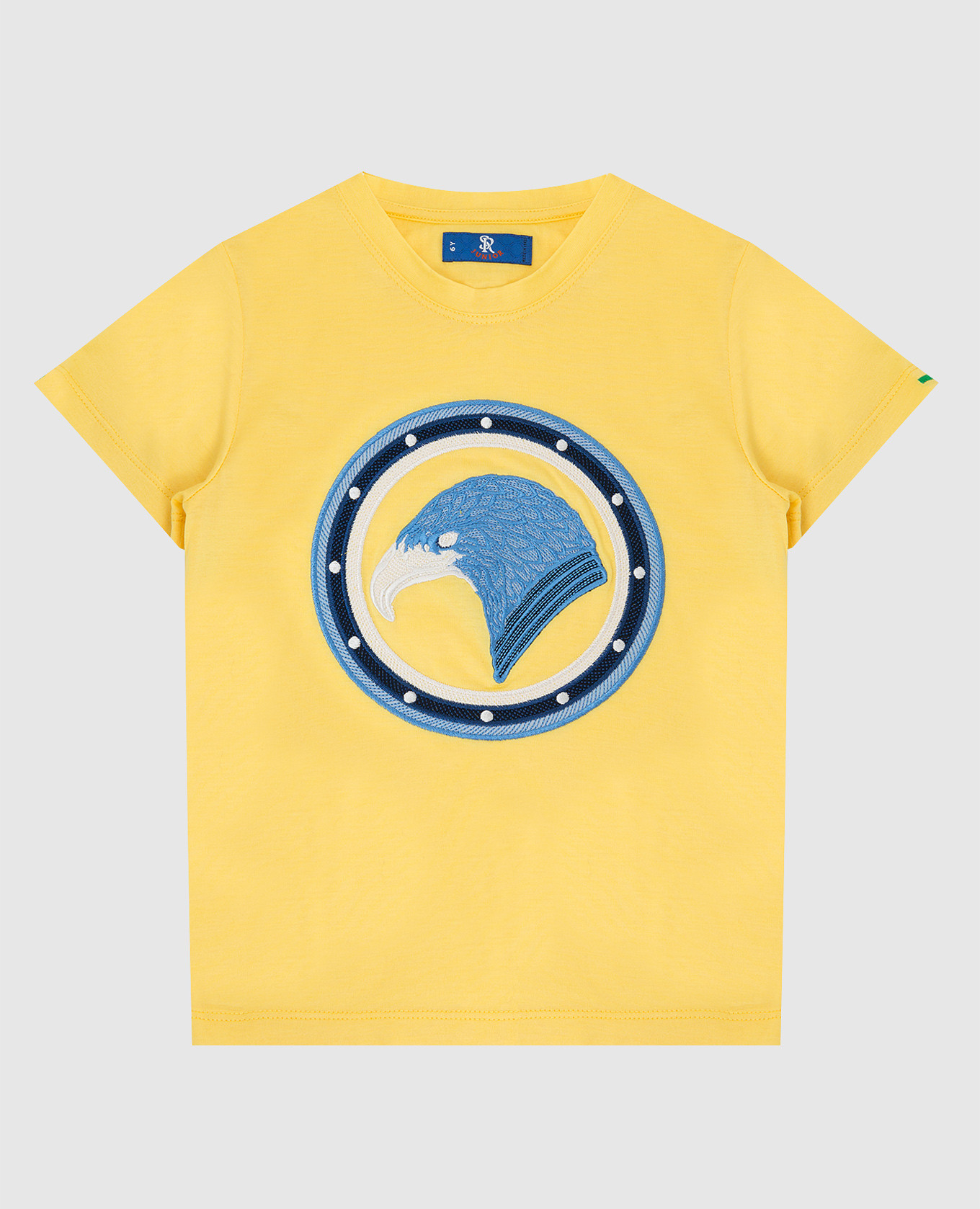 Детская желтая футболка с контрастной вышивкой