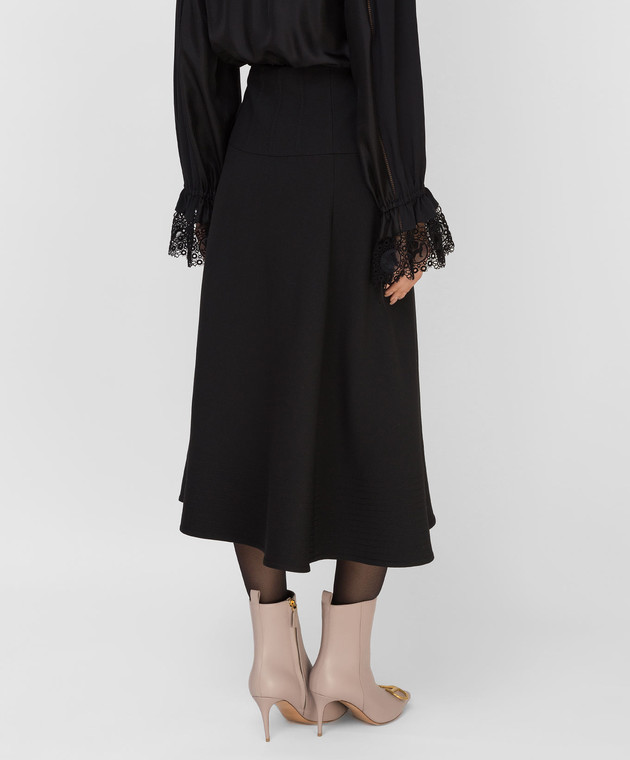 Valentino Черная юбка из шерсти и шелка UB0RA6V51CF изображение 4