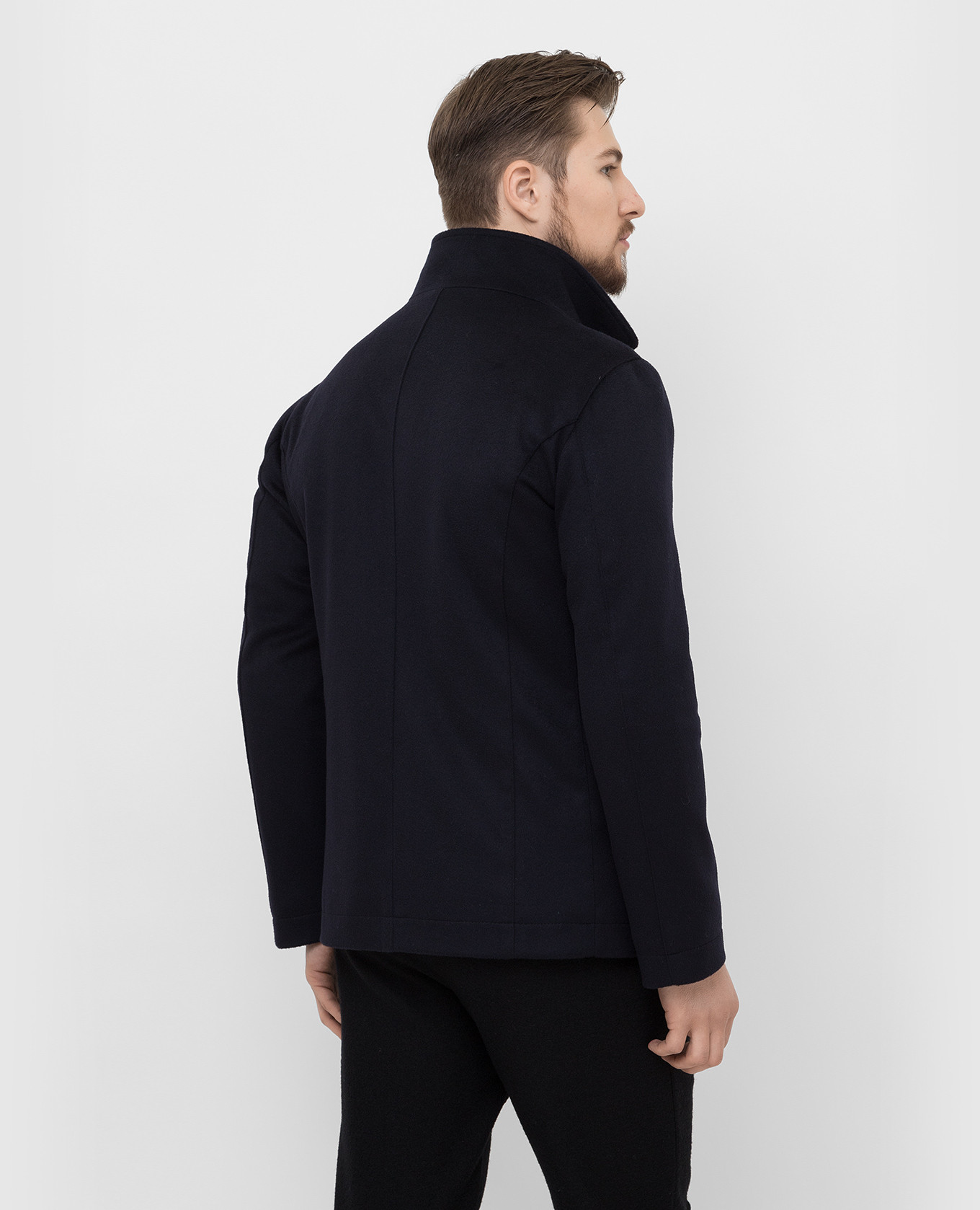Heresis Темно-синее двубортное пальто из шерсти W0676G300 изображение 4