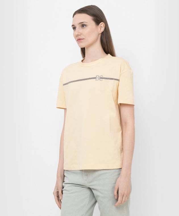 Brunello Cucinelli Жовта футболка з ланцюжками та монограмою M0A45BN400 зображення 3