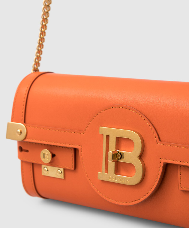 Balmain Оранжевый кожаный клатч B-Buzz 23 с эмблемой XN1LE596LPRS изображение 5