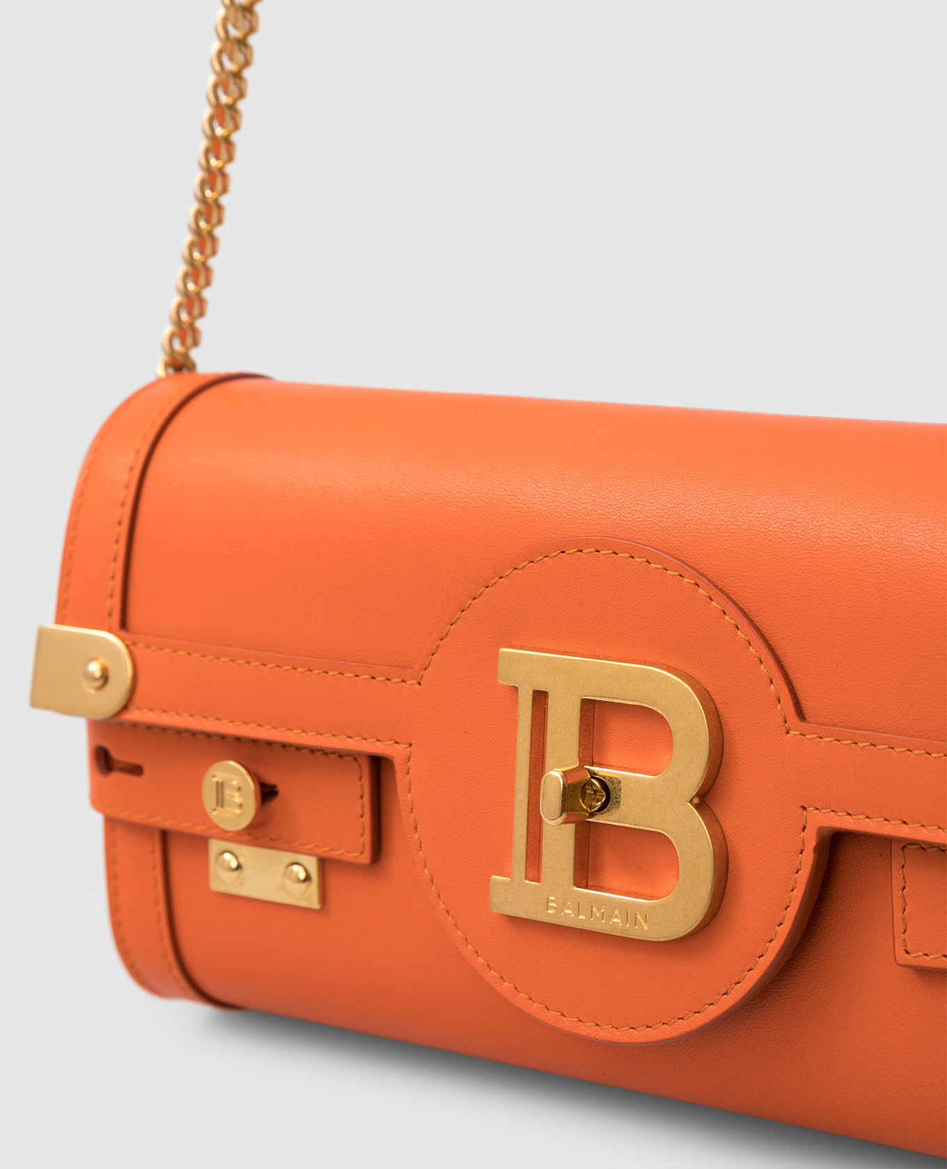 Balmain Оранжевый кожаный клатч B-Buzz 23 с эмблемой XN1LE596LPRS изображение 5