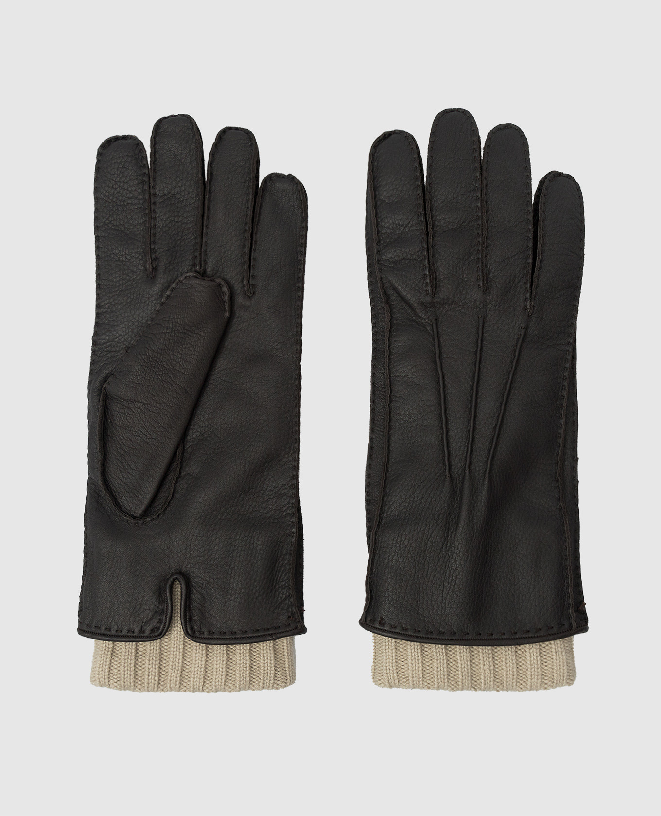 Темно-коричневі шкіряні рукавички