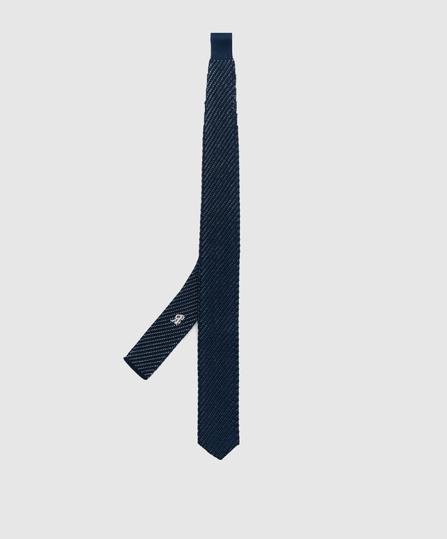 Stefano Ricci Дитячий синій шовковий галстук в візерунок YCRM3600SETA зображення 2