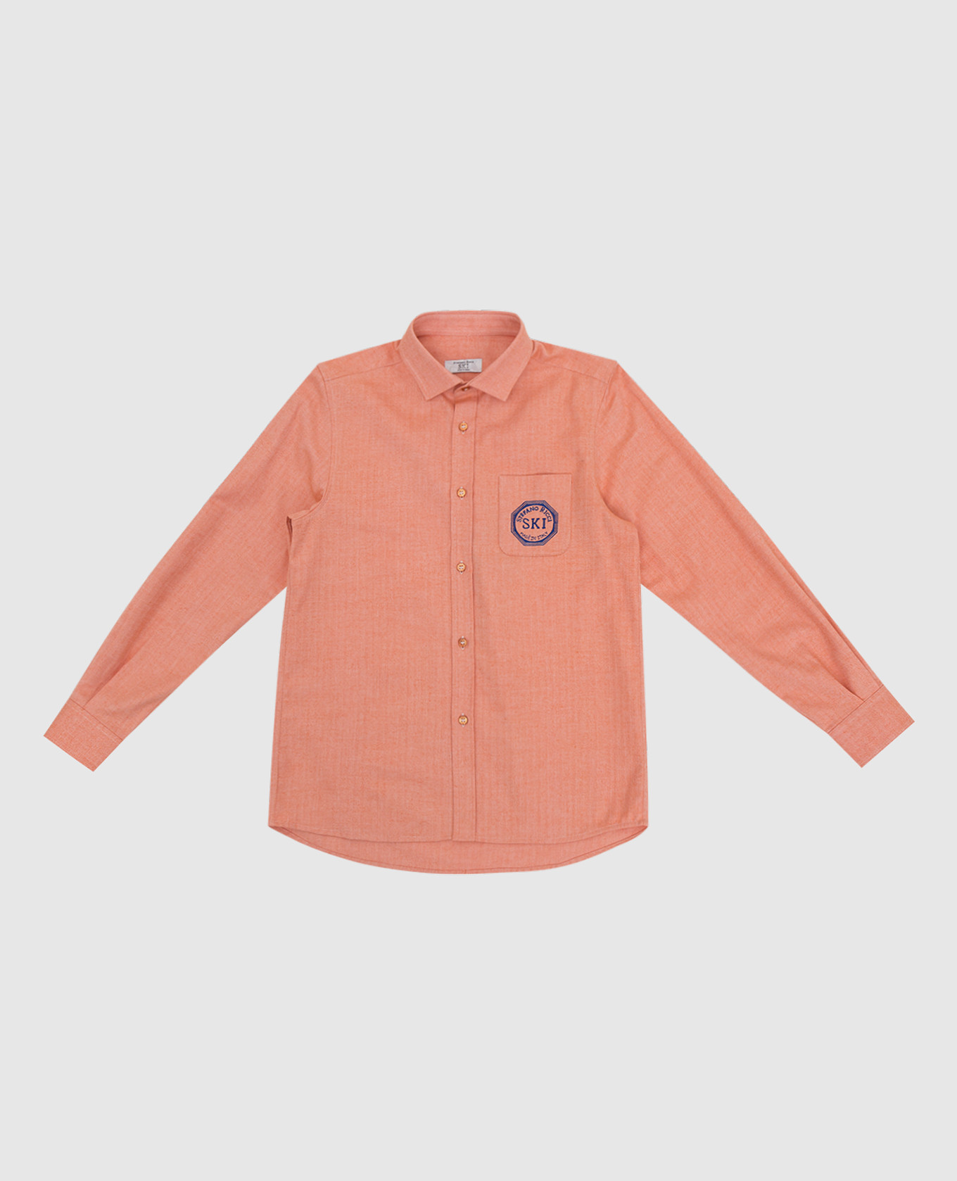 Детская персиковая рубашка с вышивкой
