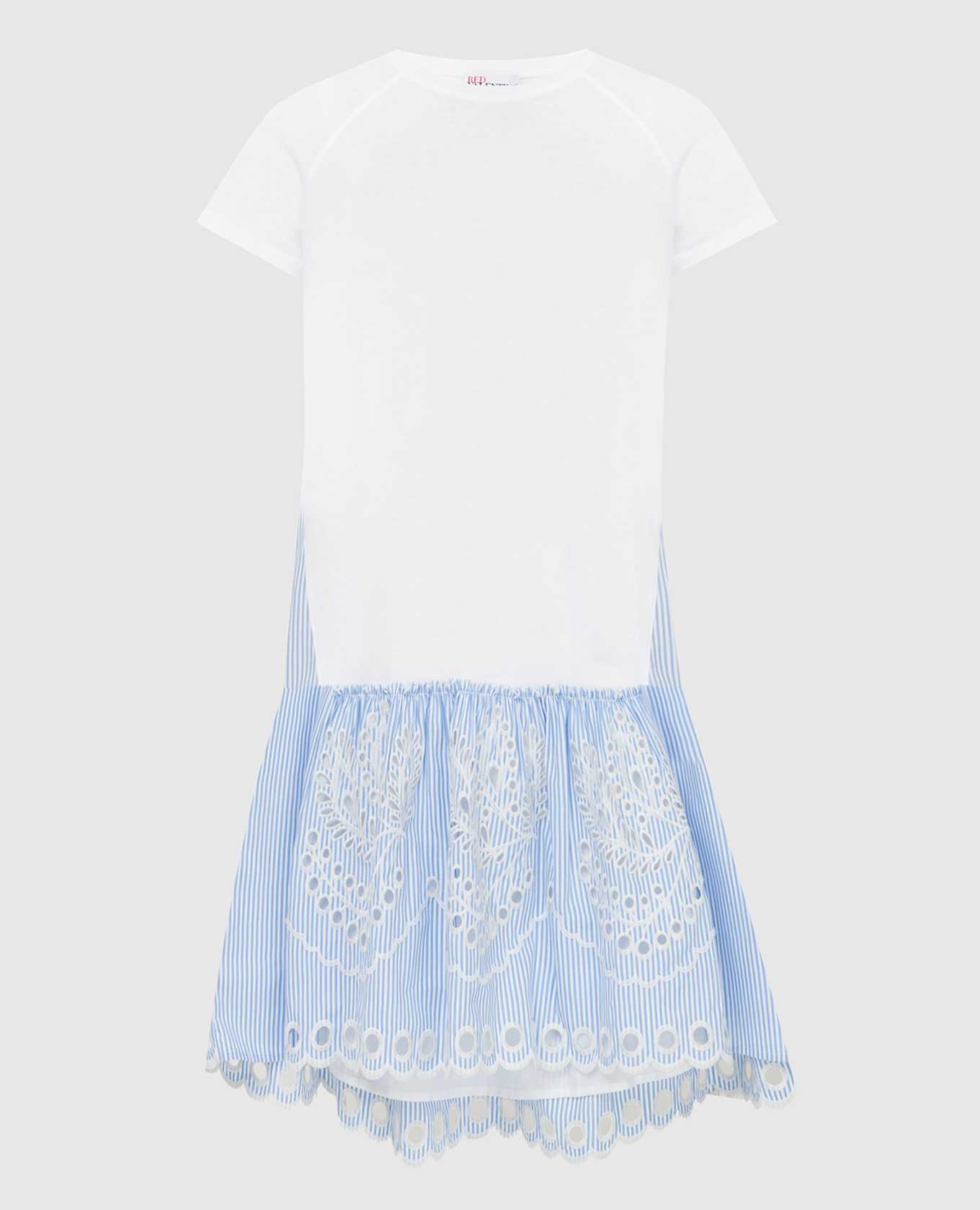 

Комбинированное платье-футболка с вышивкой Ришелье Red Valentino, Белый, Платья Мини