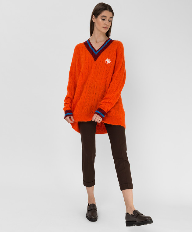 Etro Оранжевый пуловер с контрастными вставками D187369213 изображение 2