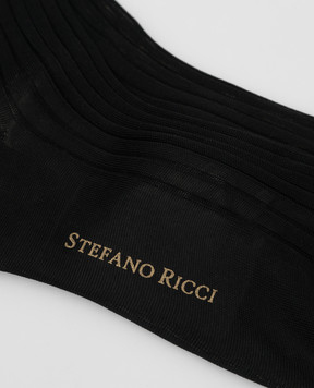 Stefano Ricci Чорні шкарпетки в рубчик C009UN0001C009UN