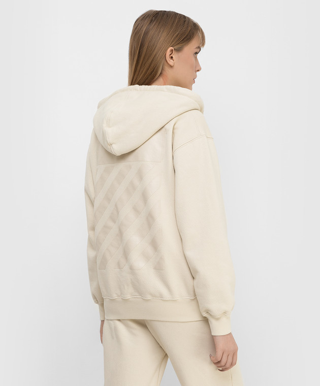 Off-White Светло-бежевая спортивная кофта с принтом Diag OWBE005C99JER001 изображение 4