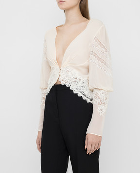Ermanno Scervino Светло-бежевая блуза из шелка D282K710GET