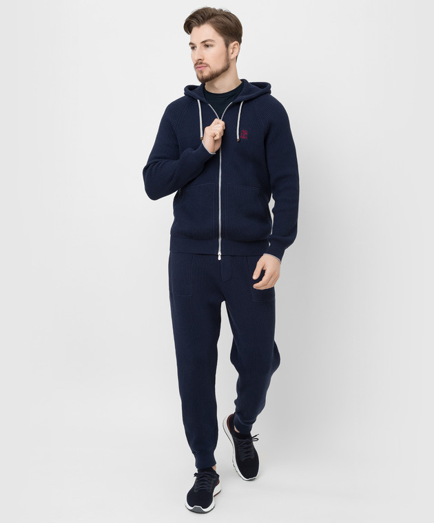 Brunello Cucinelli Темно-синяя спортивная кофта с эмблемой M28704806G изображение 2