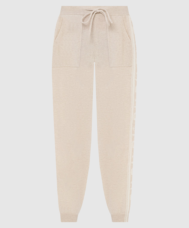 Be Florence Light Beige Patterned Cashmere Joggers F2112