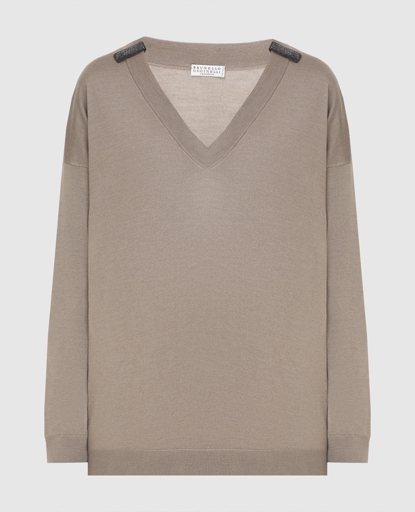 

Пуловер из кашемира и шелка с цепочками, Бежевый, Пуловеры