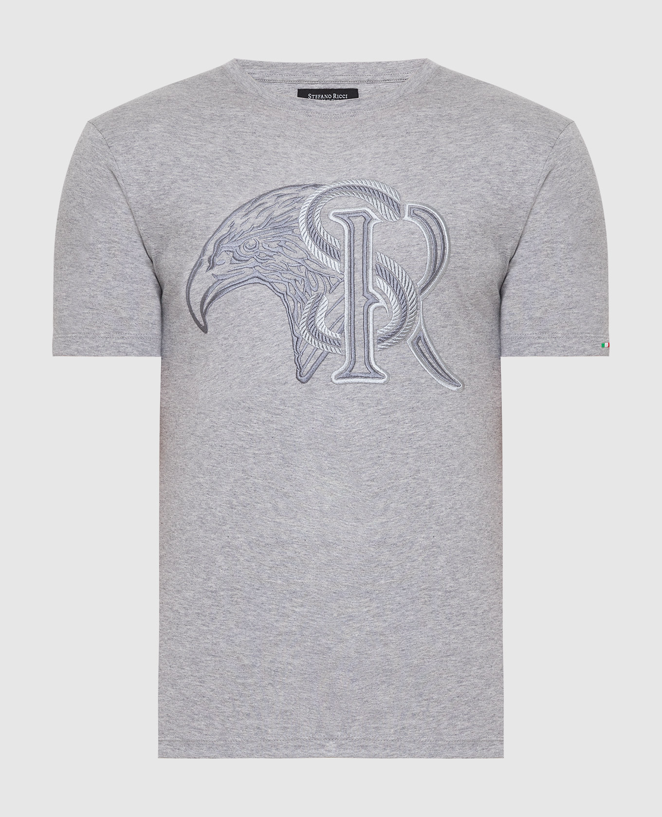 

Серая футболка с вышивкой логотипа Stefano Ricci, Серый, Футболки
