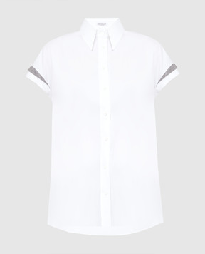 Brunello Cucinelli Белая рубашка с разрезами и цепочками MD696NA406