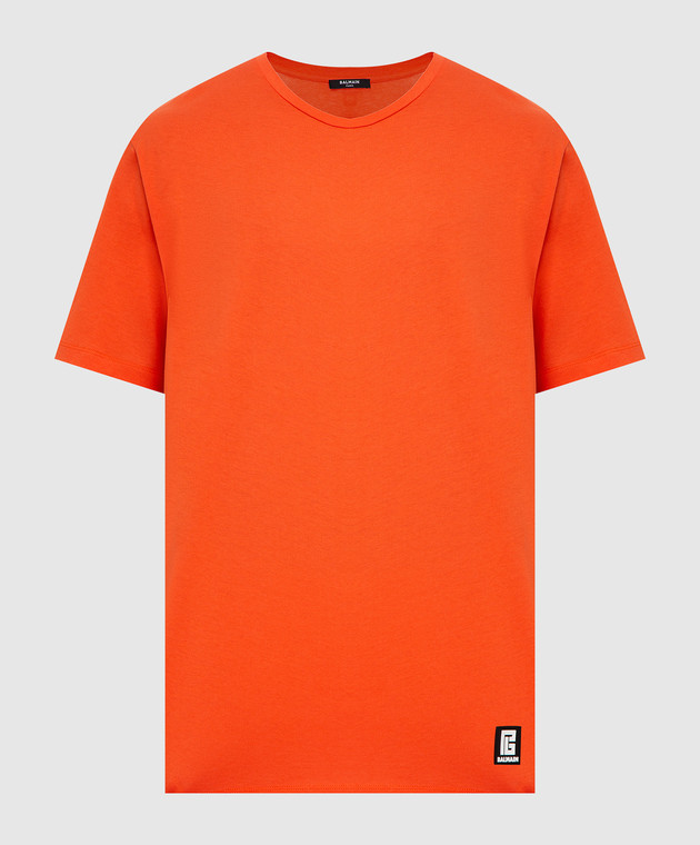 Balmain Оранжевая футболка с логотипом XH1EG010BB16