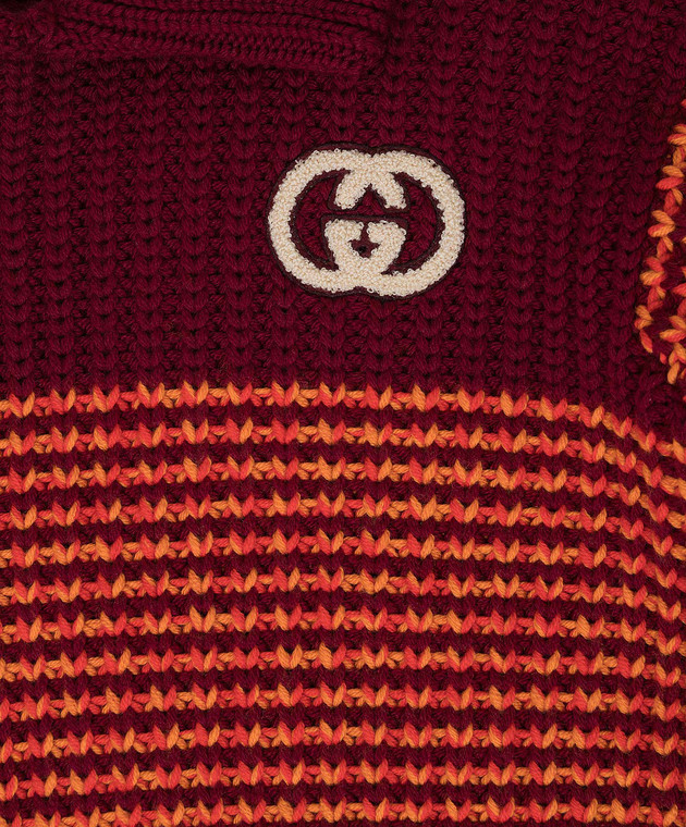 Gucci Детский бордовый свитер из шерсти 615399XKBEF изображение 3