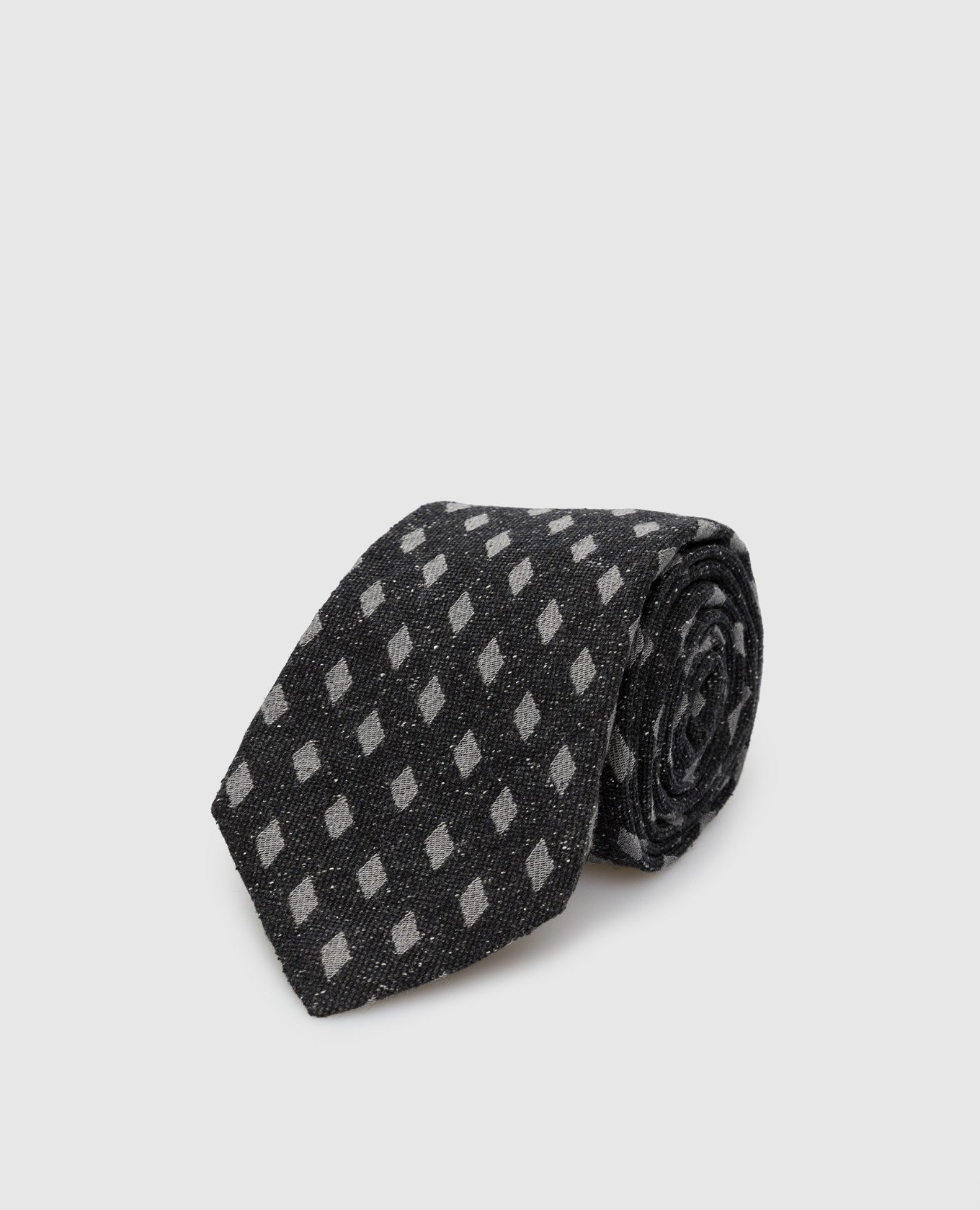 Темно-серый галстук из шелка и шерсти