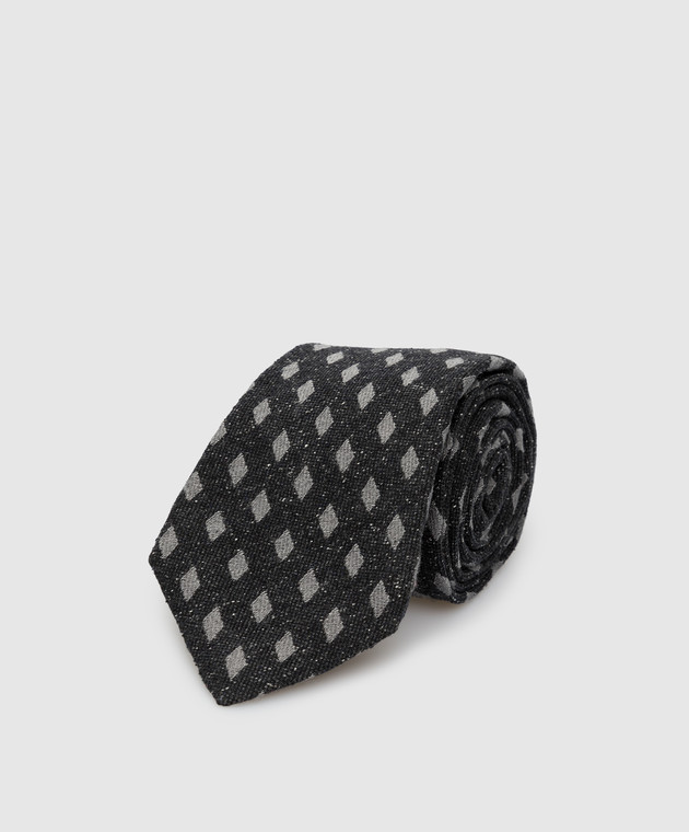 ISAIA Темно-сіра краватка з шовку і вовни CRV007CV52C