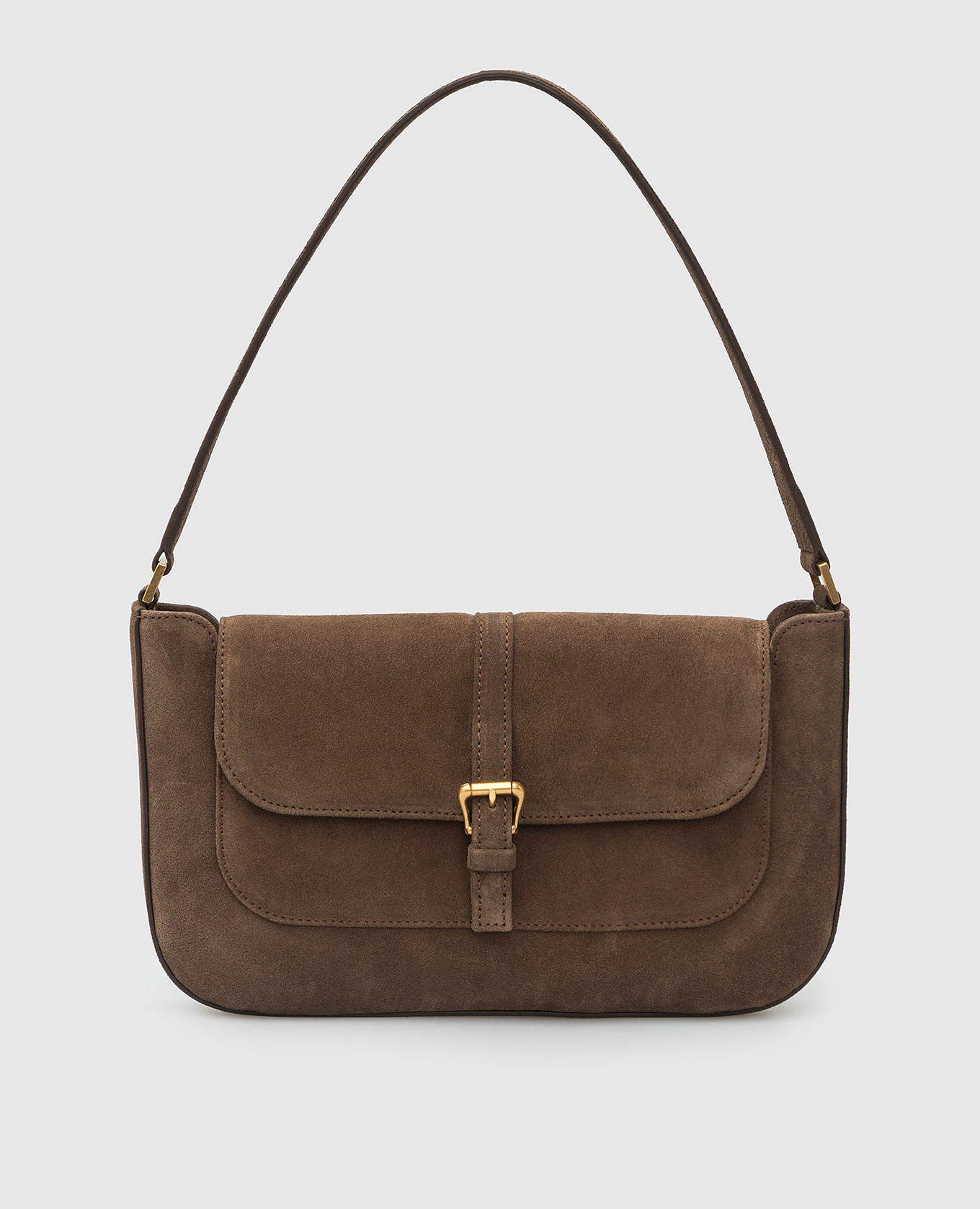 

Коричневая замшевая сумка-багет Miranda, Коричневый, Сумки на плечо