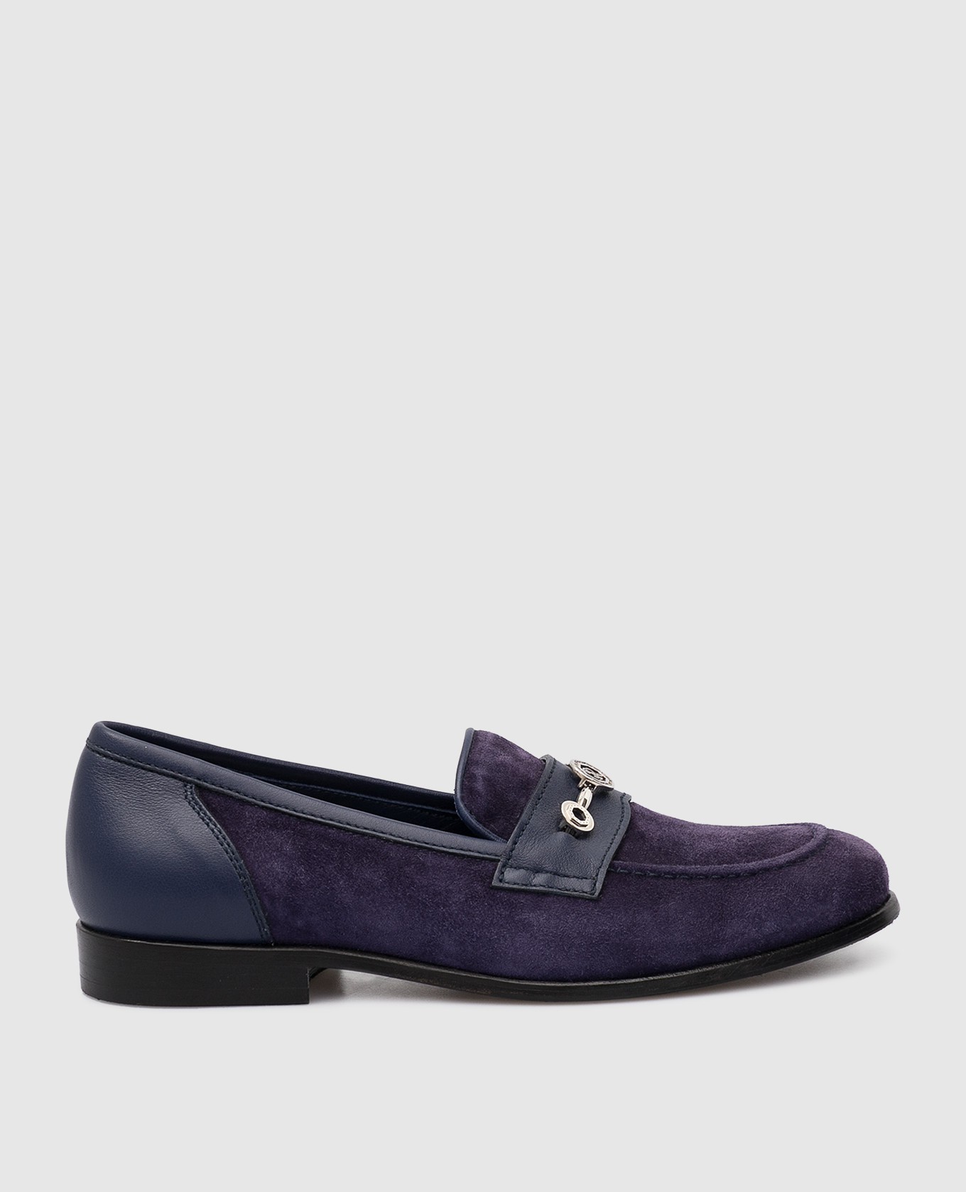 Kids Navy Suede Loafers