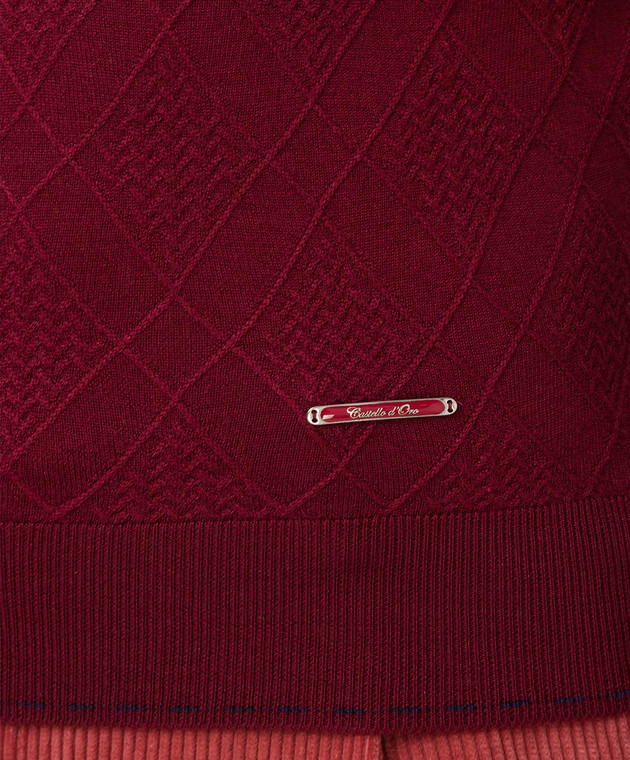 Castello d'Oro Бордовый джемпер из шерсти, шелка и кашемира C364511 изображение 5