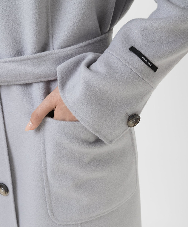 Marina Rinaldi Светло-серое пальто из  шерсти и кашемира TANGO изображение 5