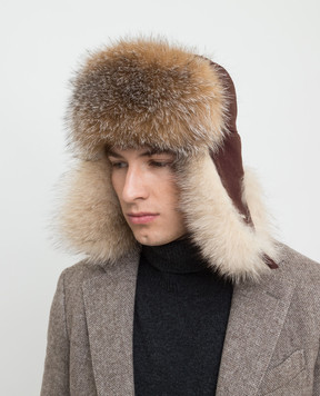 Loro Piana Бордова шапка з кашеміру з хутром лисиці FAL4686
