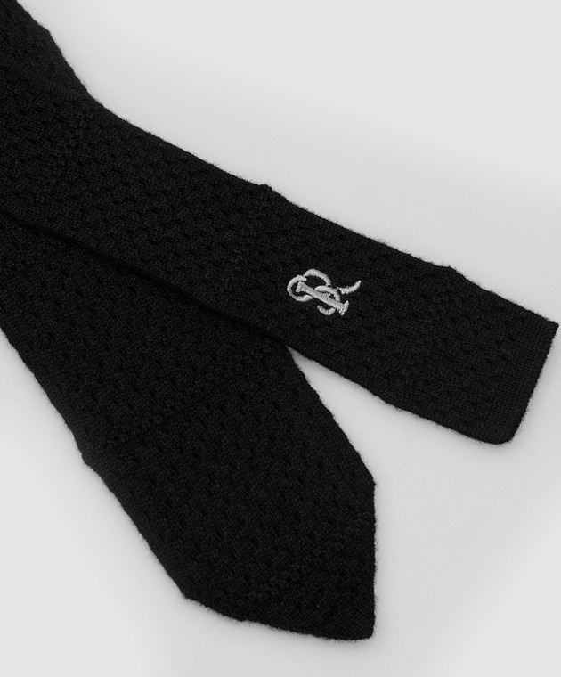 Stefano Ricci Children's black patterned cashmere tie YCRMTSR2600 image 3