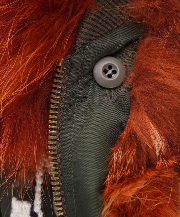 Mr&Mrs Italy Бомбер на подкладке из меха лисы и с капюшоном из меха енота WBB015 изображение 5