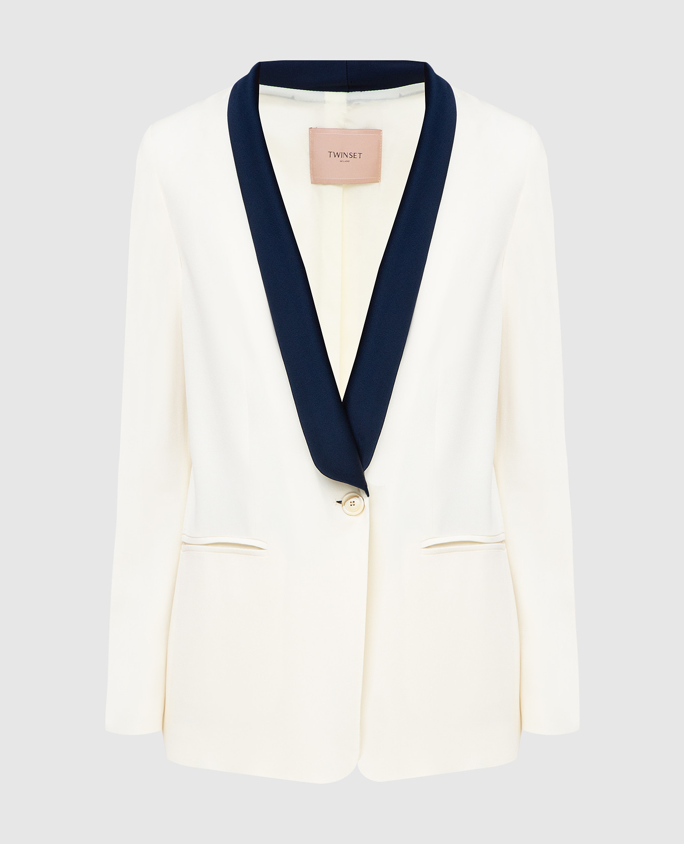 

Жакет с контрастным воротом, Светло-бежевый, Жакеты