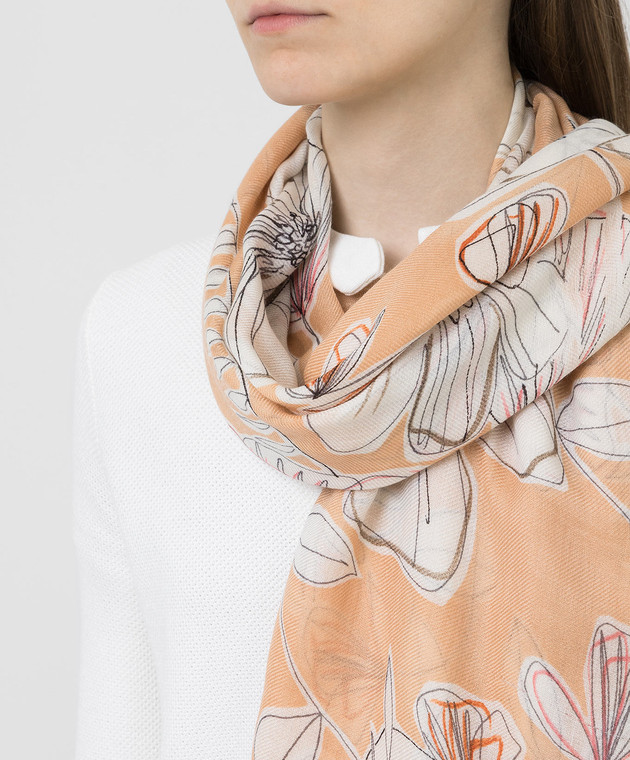 Loro Piana Бежевый платок из кашемира и шелка FAI9883 изображение 2