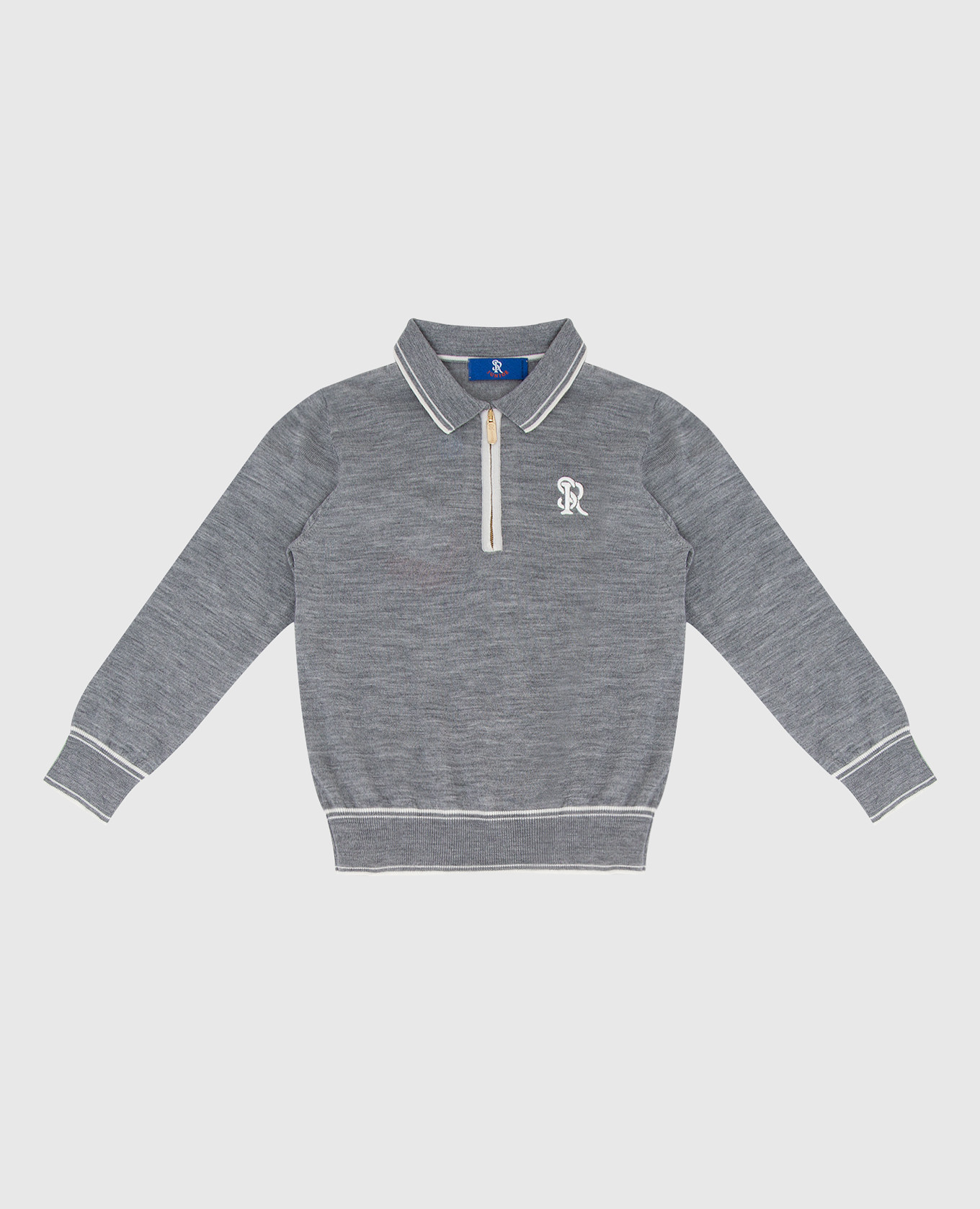 

Детское поло из шерсти с вышивкой Stefano Ricci, Серый, Поло