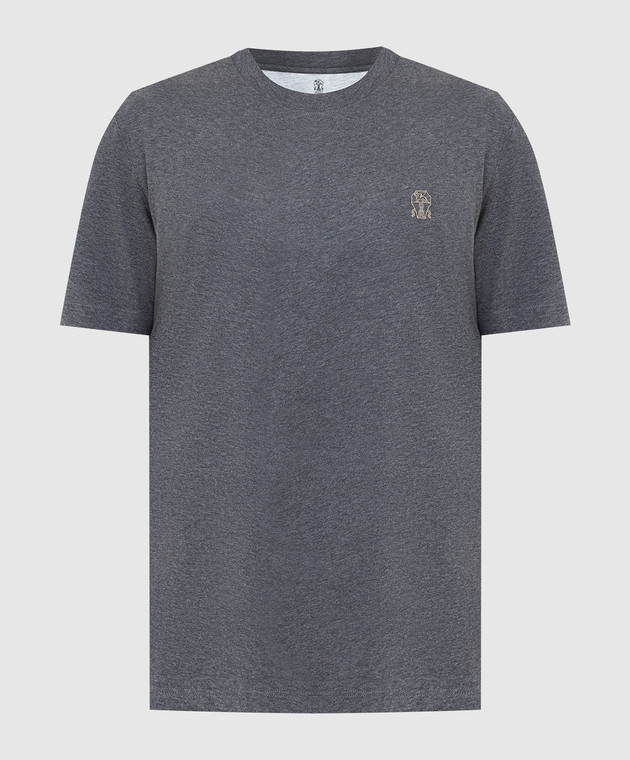 Brunello Cucinelli Темно-серая футболка с эмблемой M0T718440