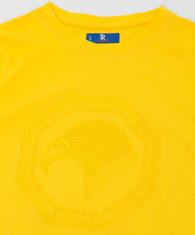 Stefano Ricci Детская желтая футболка с вышивкой эмблемы YNH7200480803 изображение 3